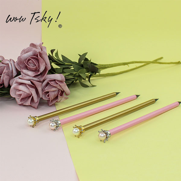 Valentine Writing Gift Pearl Crown Topper Pencil TK-PC07