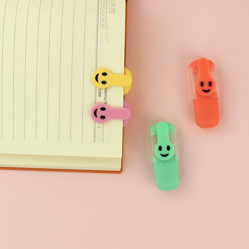 Smile Plastic Mini Highlighter Pen with Clip TK-HL06